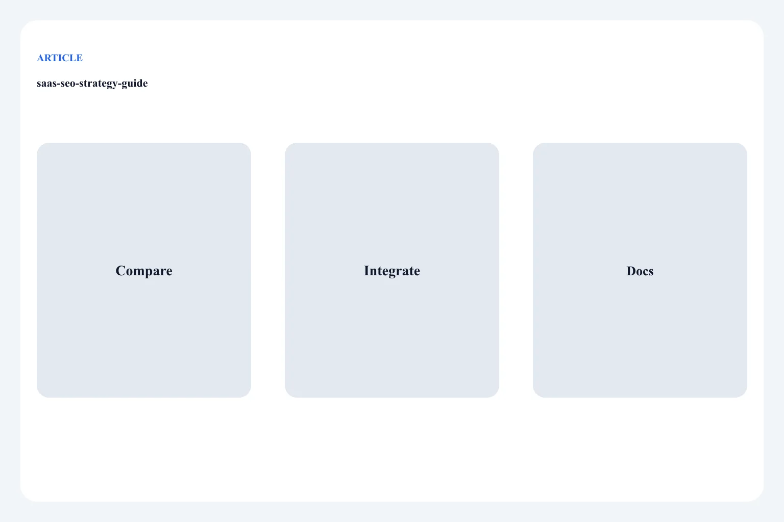 Diagram of SaaS URL classes: comparison, integration, docs — labeled reading not SaaS SEO OS