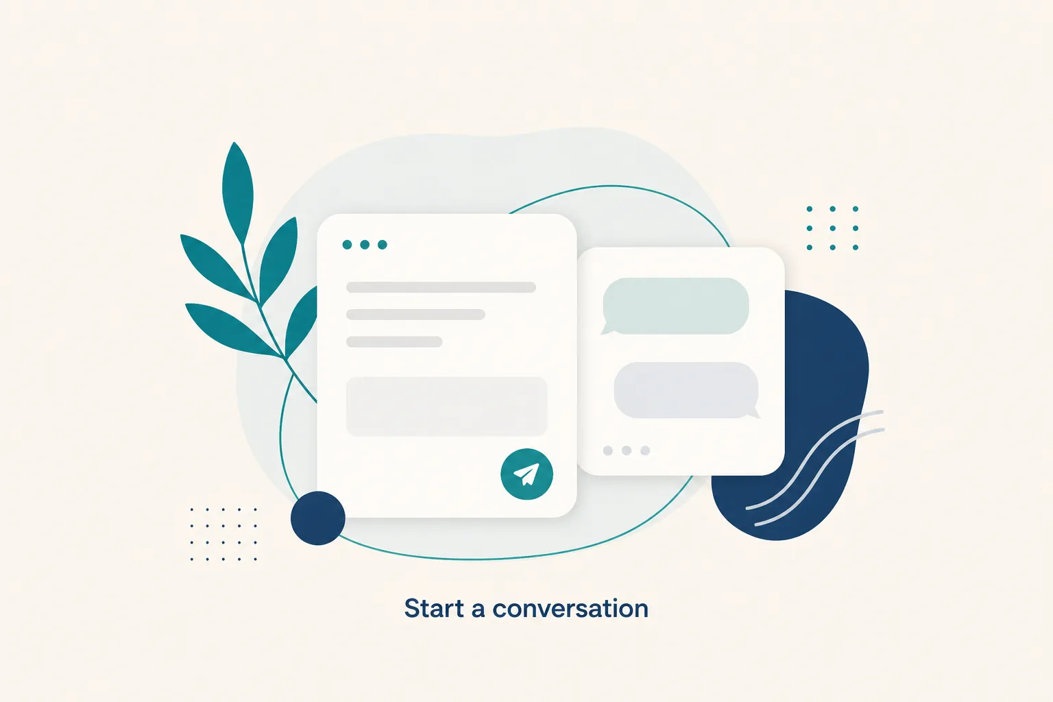 Illustrated conversation and brief intake for contacting SEOConsultants.ai